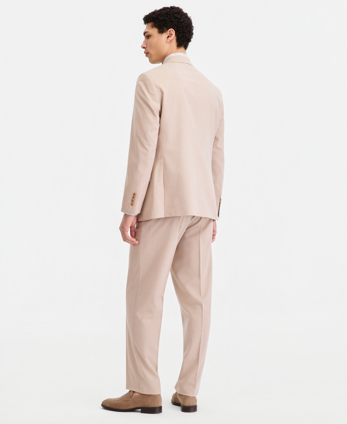 Nautica Mens Modern fit 2 Piece Suit 44 L Pants 38 / 34 Tan Solid