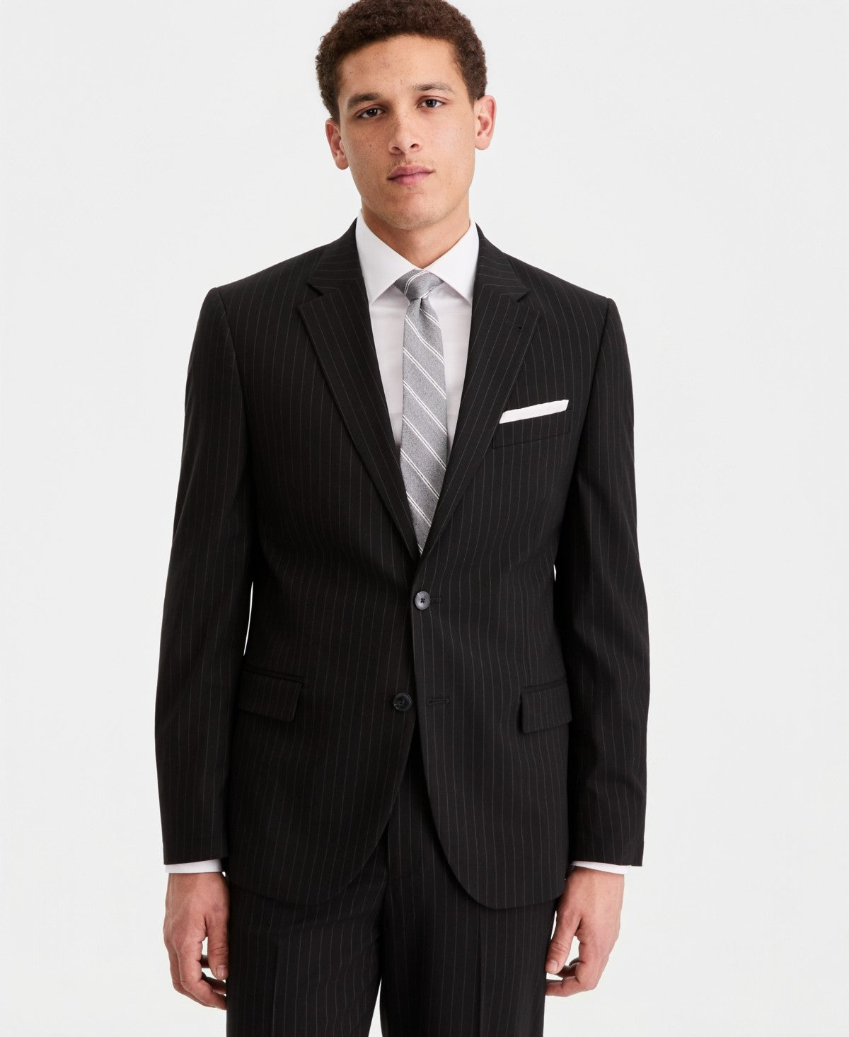 Nautica Mens Modern fit 2 Piece Suit 40 R Pants 34 / 32 Black Striped