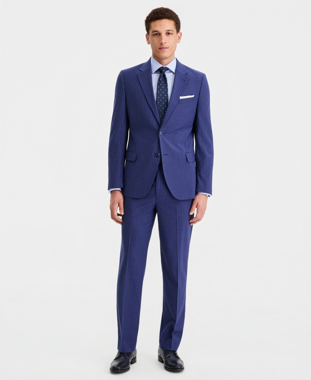 Nautica Mens Modern fit 2 Piece Suit 50 R Pants 44 / 32 Blue Striped