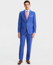 Nautica Mens Modern fit 2 Piece Suit 46 R Pants 40 / 32 Blue Plaid Solid
