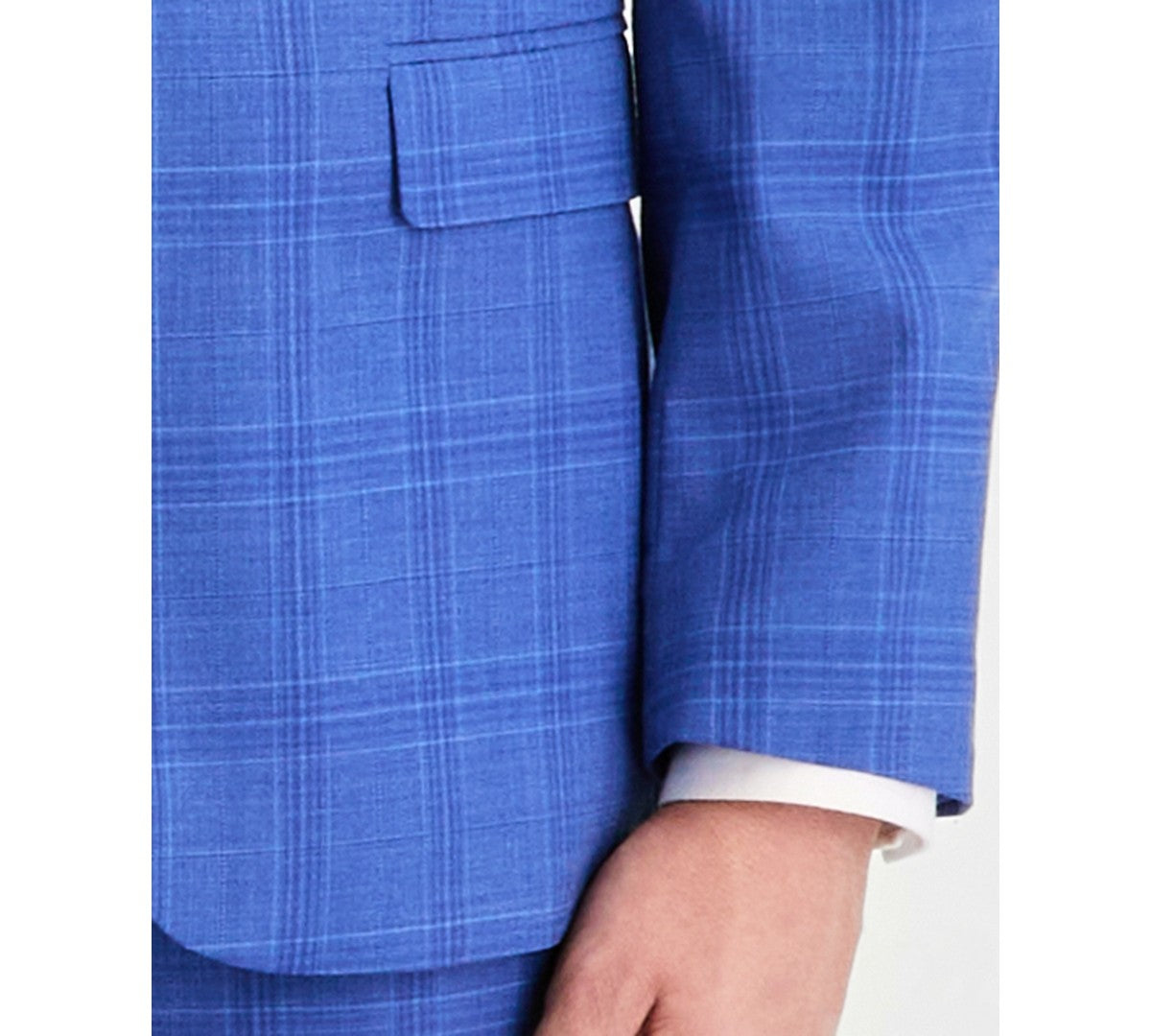 Nautica Mens Modern fit 2 Piece Suit 46 R Pants 40 / 32 Blue Plaid Solid
