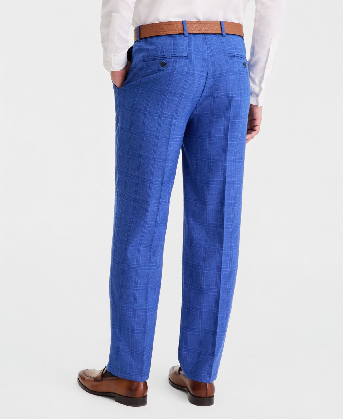 Nautica Mens Modern fit 2 Piece Suit 46 R Pants 40 / 32 Blue Plaid Solid