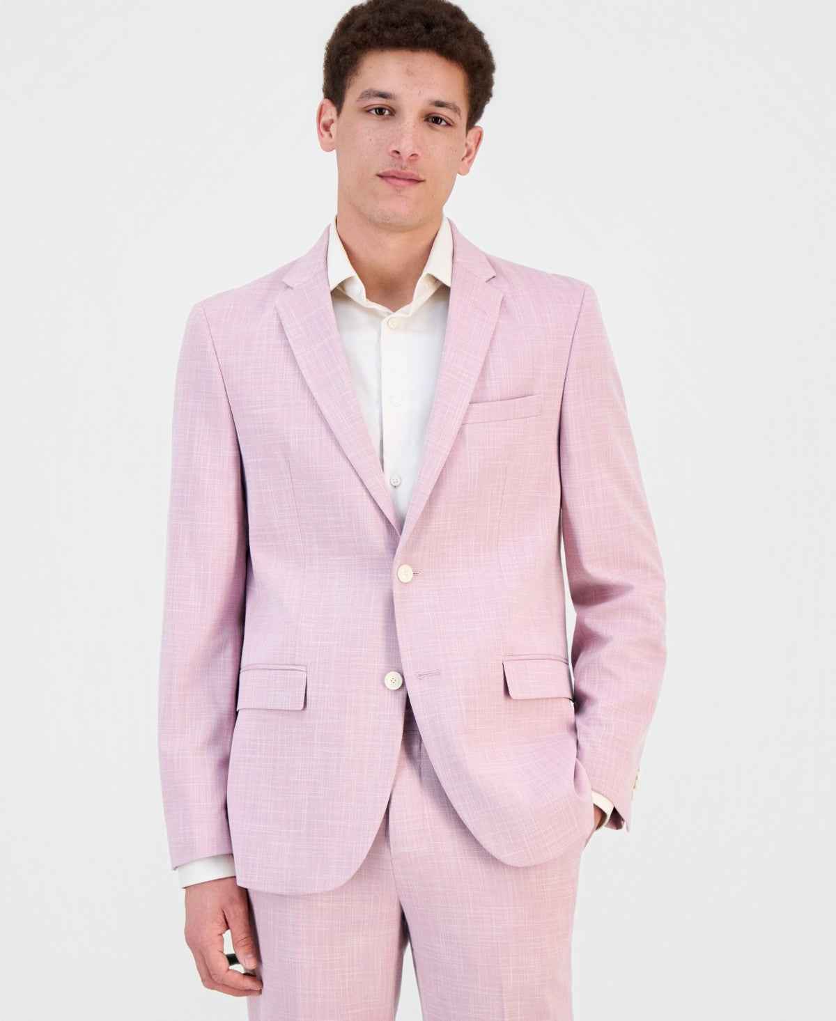 Vince Camuto Mens Slim fit Sport Coat Blazer 46 R Pink Sharkskin
