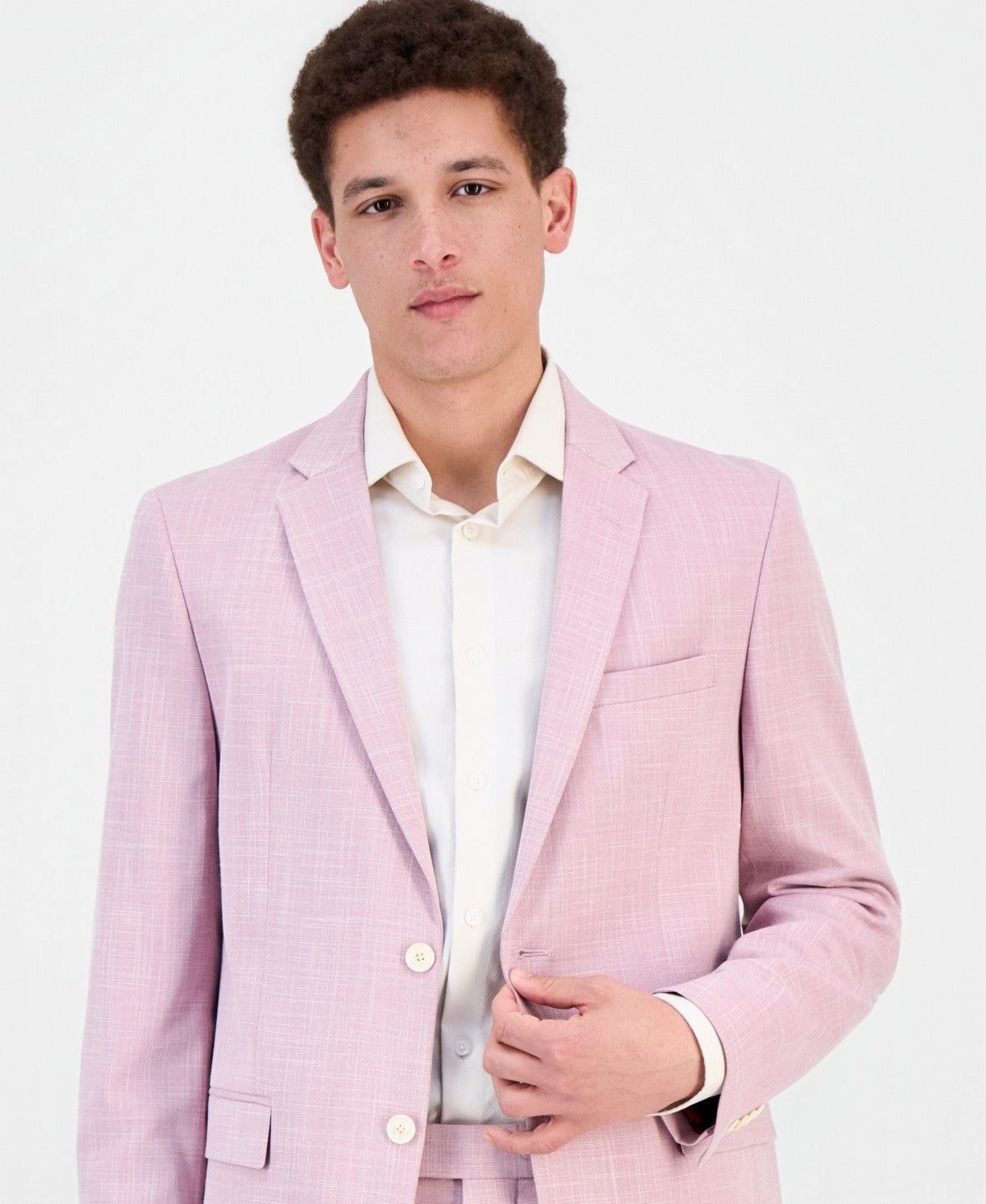 Vince Camuto Mens Slim fit Sport Coat Blazer 44 L Pink Sharkskin