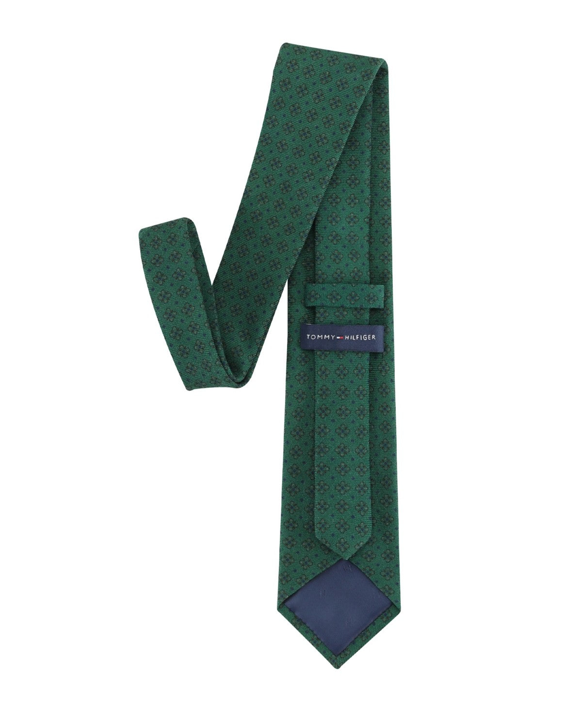 Tommy Hilfiger Mens Hayden Neat Print Neck Tie Hunter Green