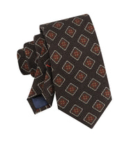 Tommy Hilfiger Mens Holden Medallion Print Neck Tie Brown