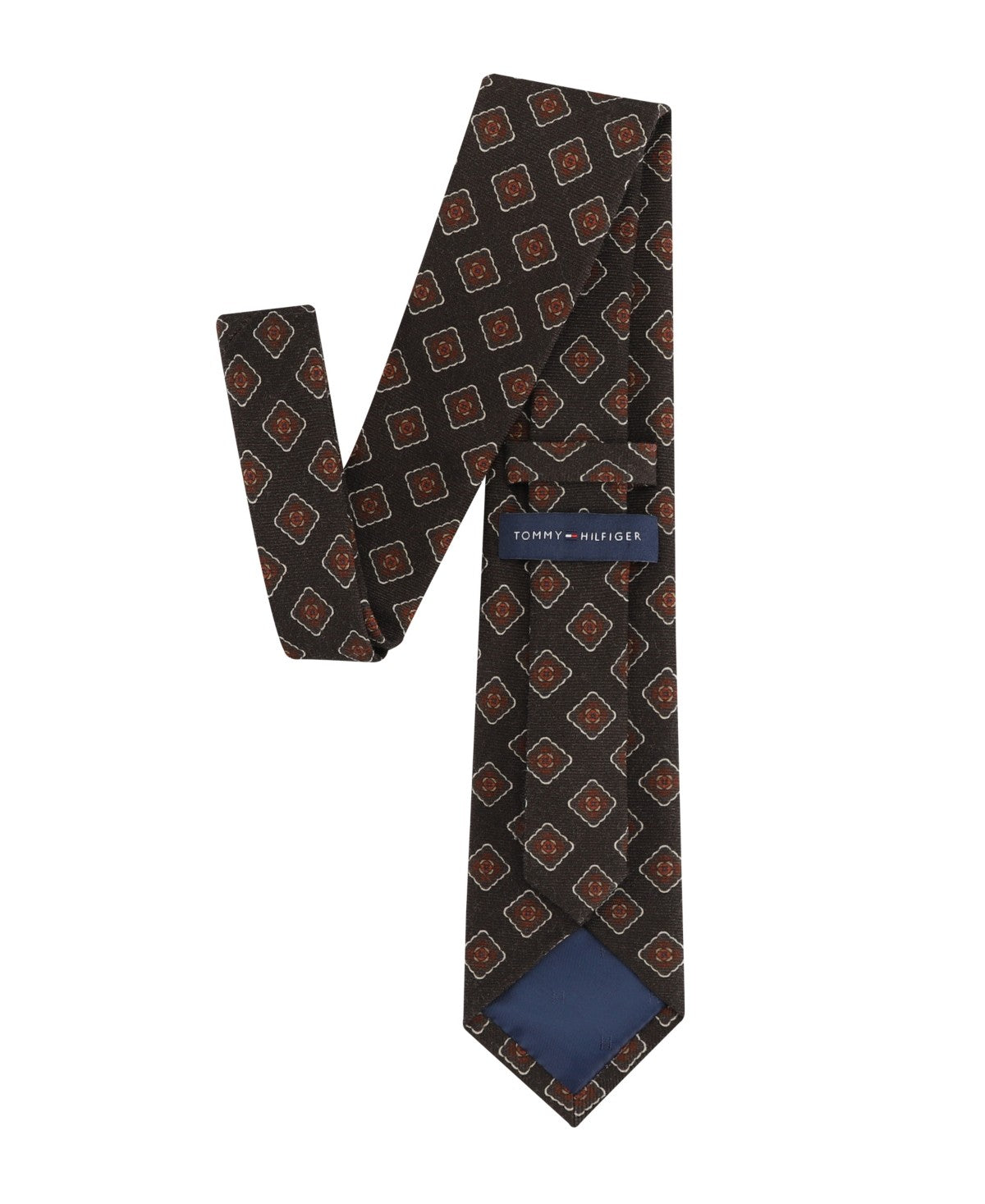 Tommy Hilfiger Mens Holden Medallion Print Neck Tie Brown