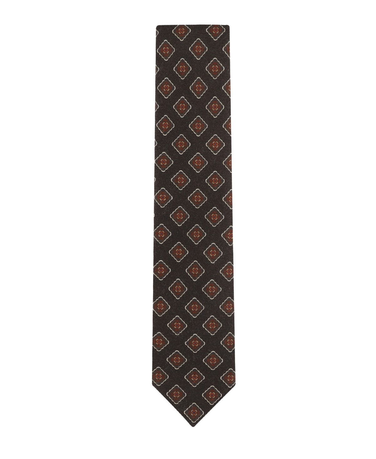 Tommy Hilfiger Mens Holden Medallion Print Neck Tie Brown