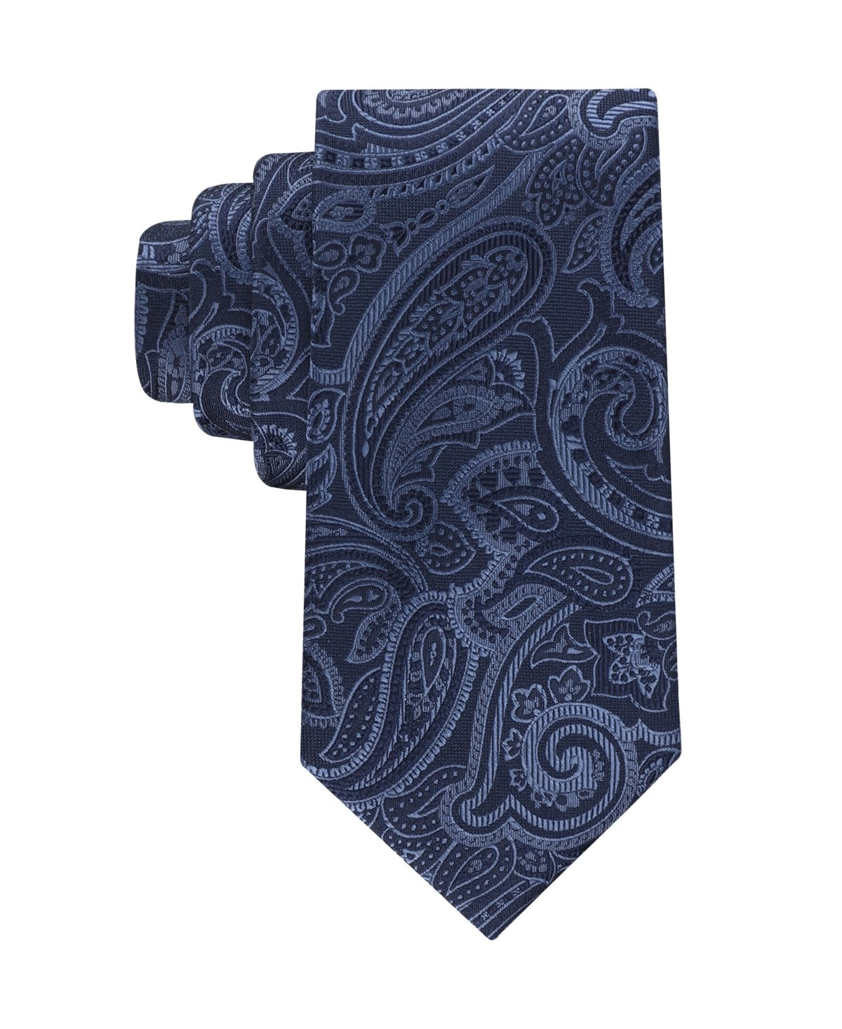 Tommy Hilfiger Mens Grant Micro Geometric Pattern Classic Neck Tie Navy