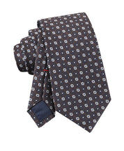 Tommy Hilfiger Mens Hugo Floral Medallion Pattern Classic Neck Tie Brown