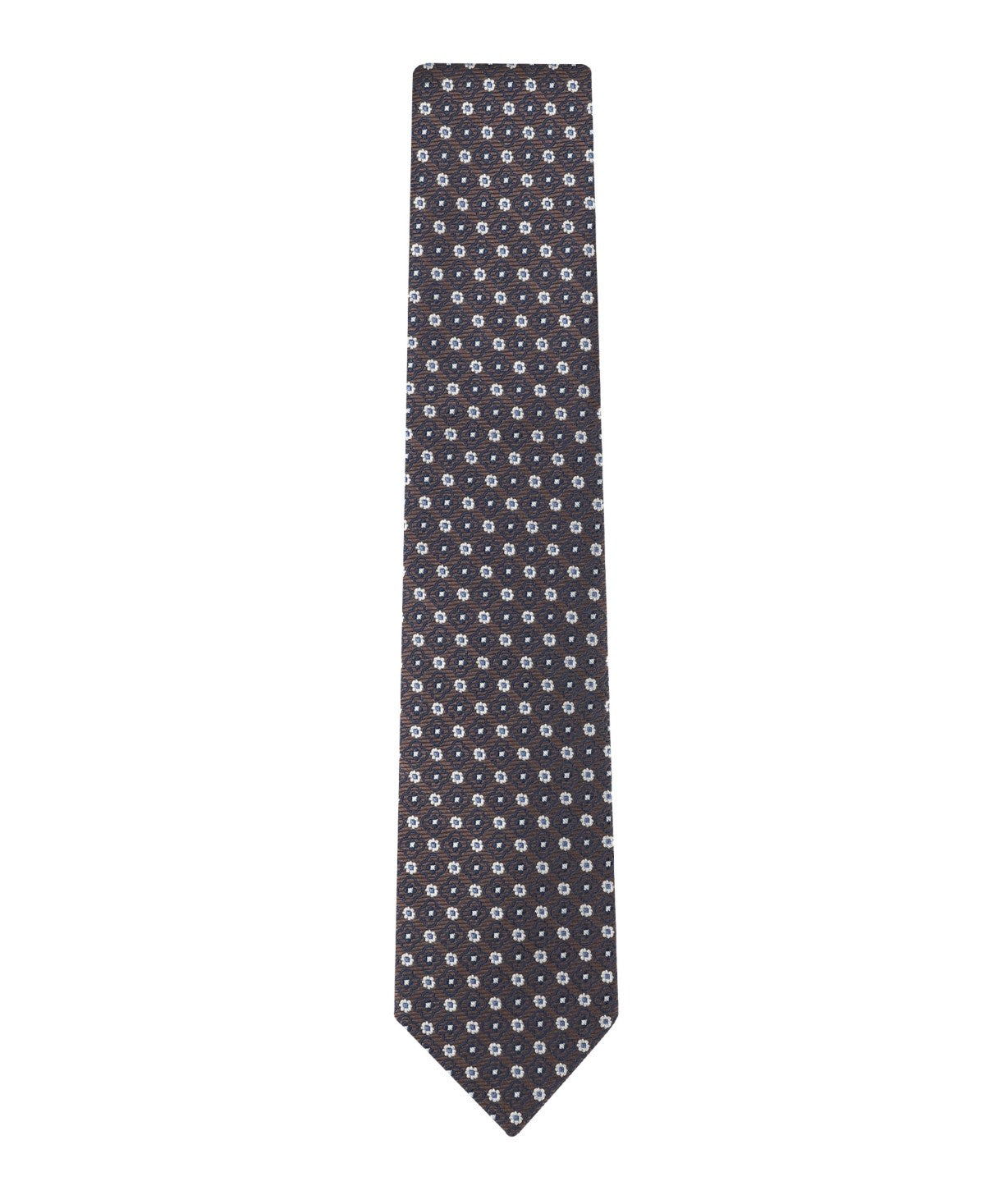 Tommy Hilfiger Mens Hugo Floral Medallion Pattern Classic Neck Tie Brown