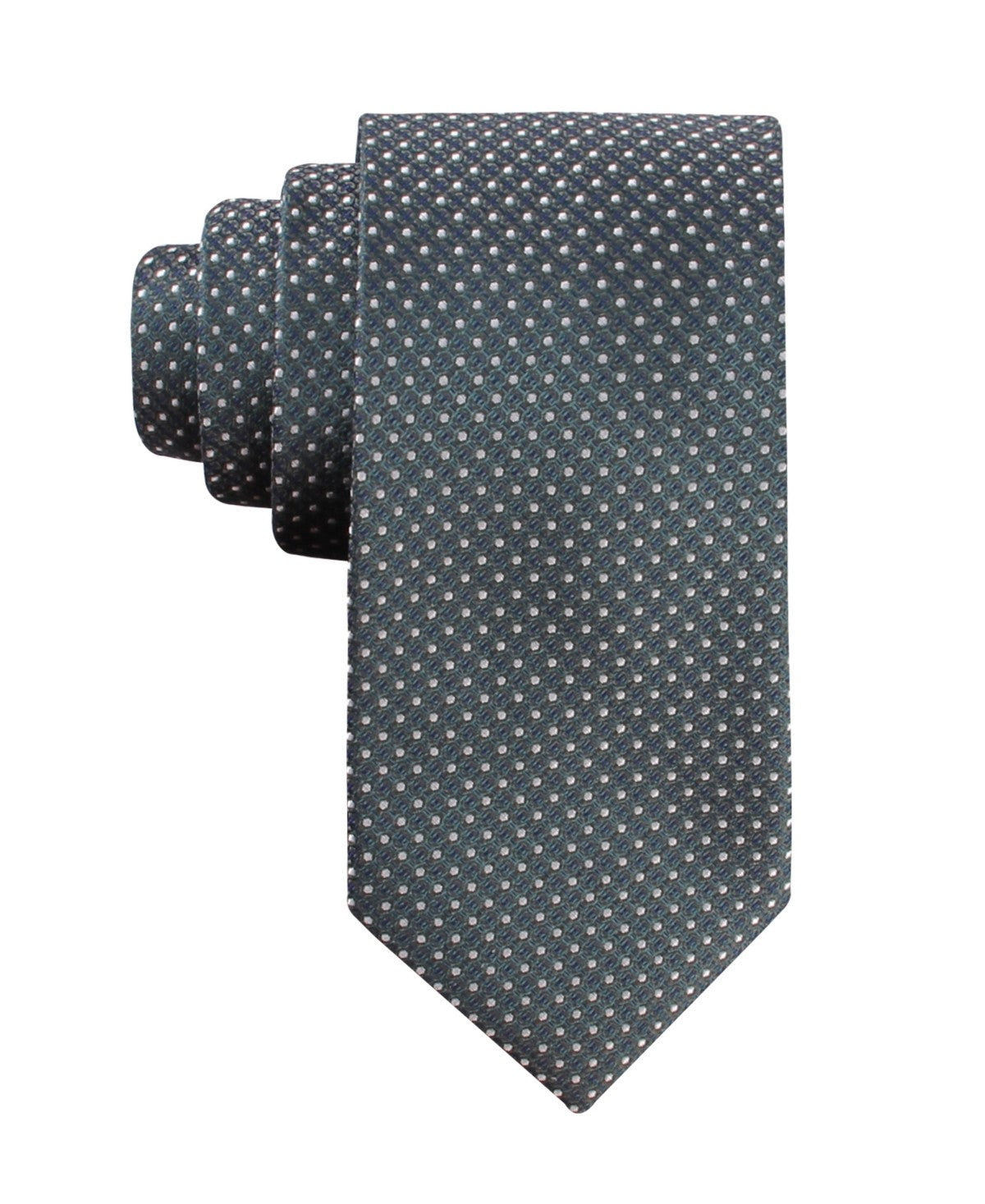 Tommy Hilfiger Mens Grant Micro Geometric Pattern Classic Neck Tie Dark Teal
