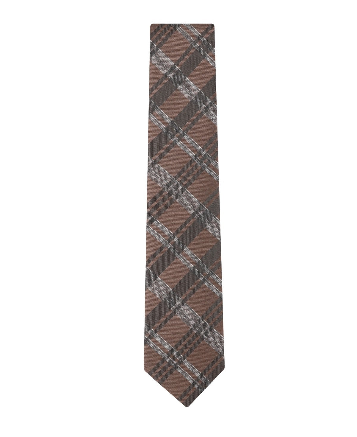 Calvin Klein Mens Layla Plaid Classic Neck Tie Brown