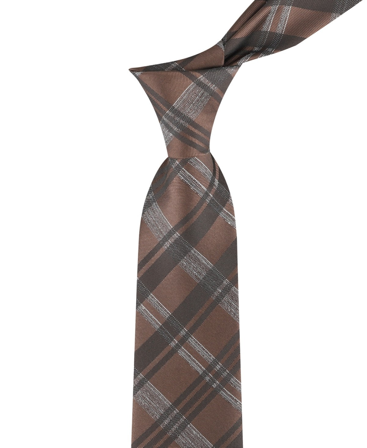 Calvin Klein Mens Layla Plaid Classic Neck Tie Brown