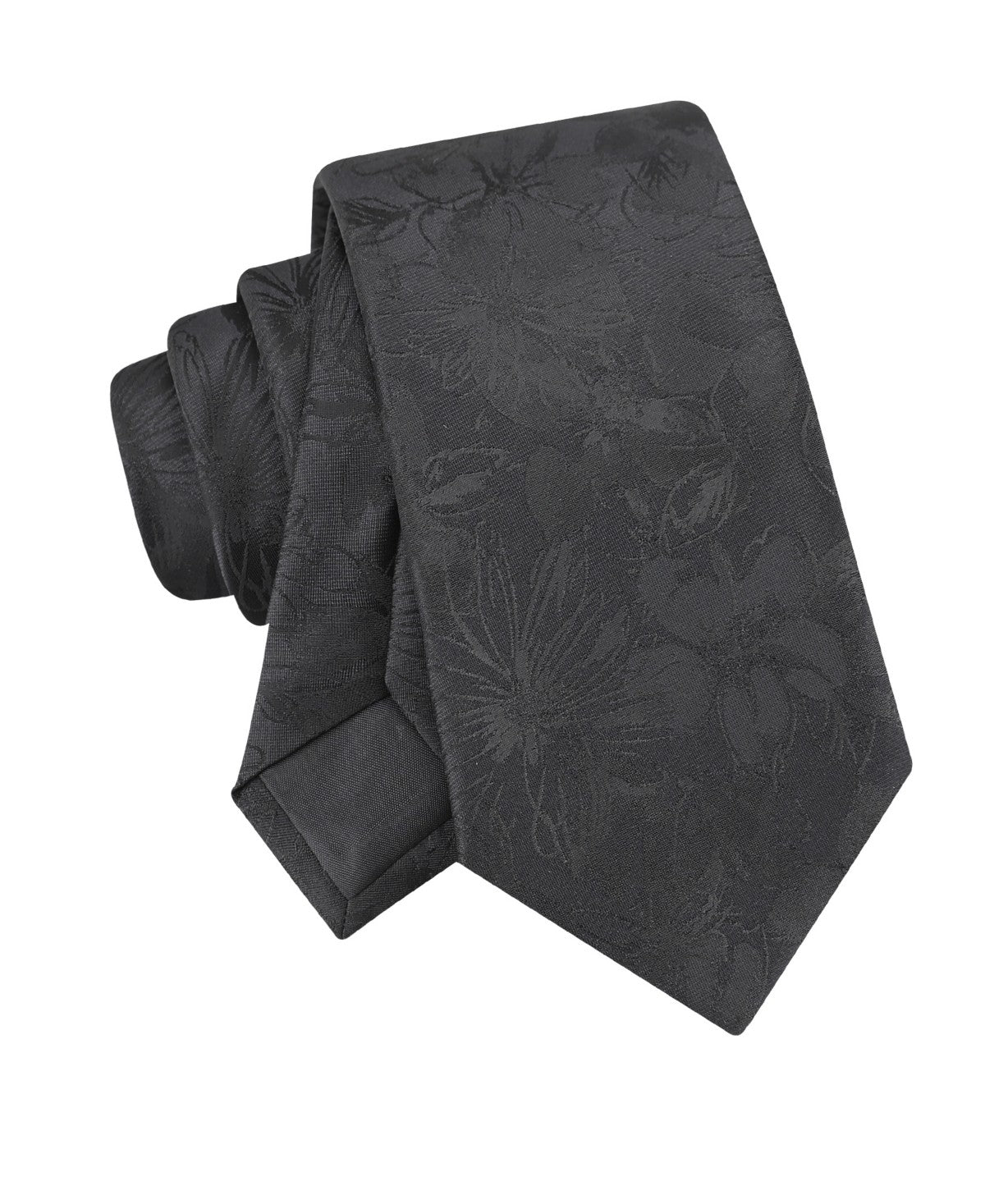 Calvin Klein Mens Maddison Botanical Neck Tie Black