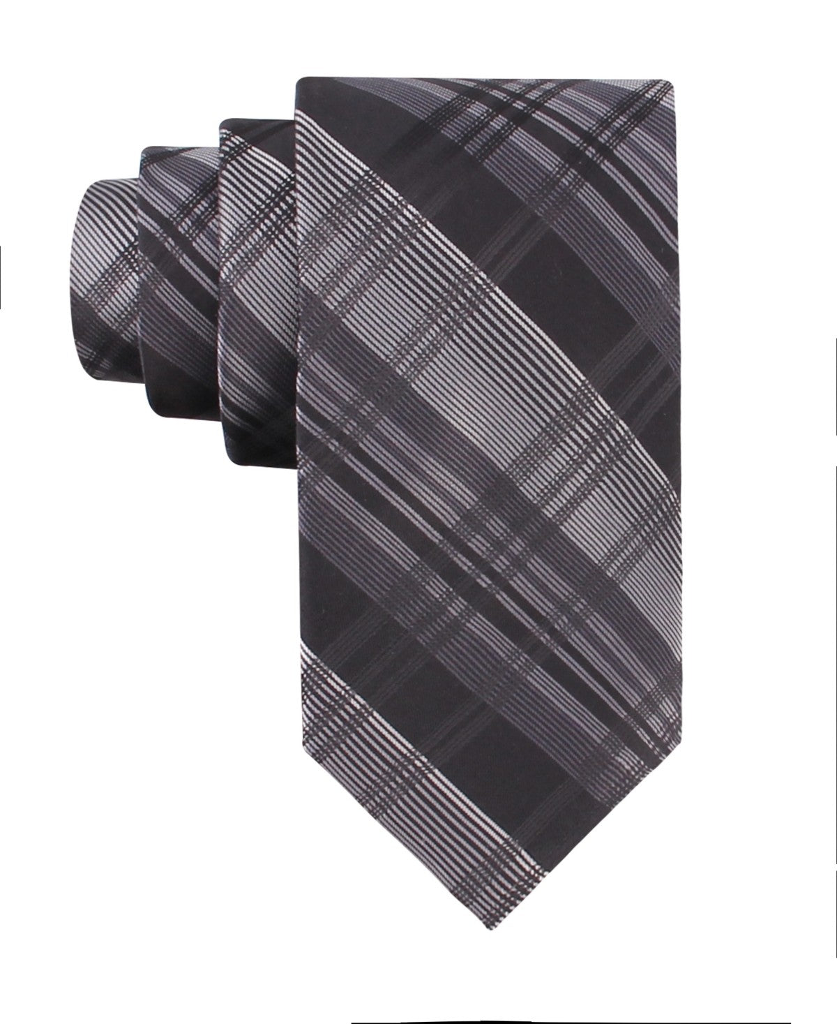 Calvin Klein Mens Luke Plaid Neck Tie Black