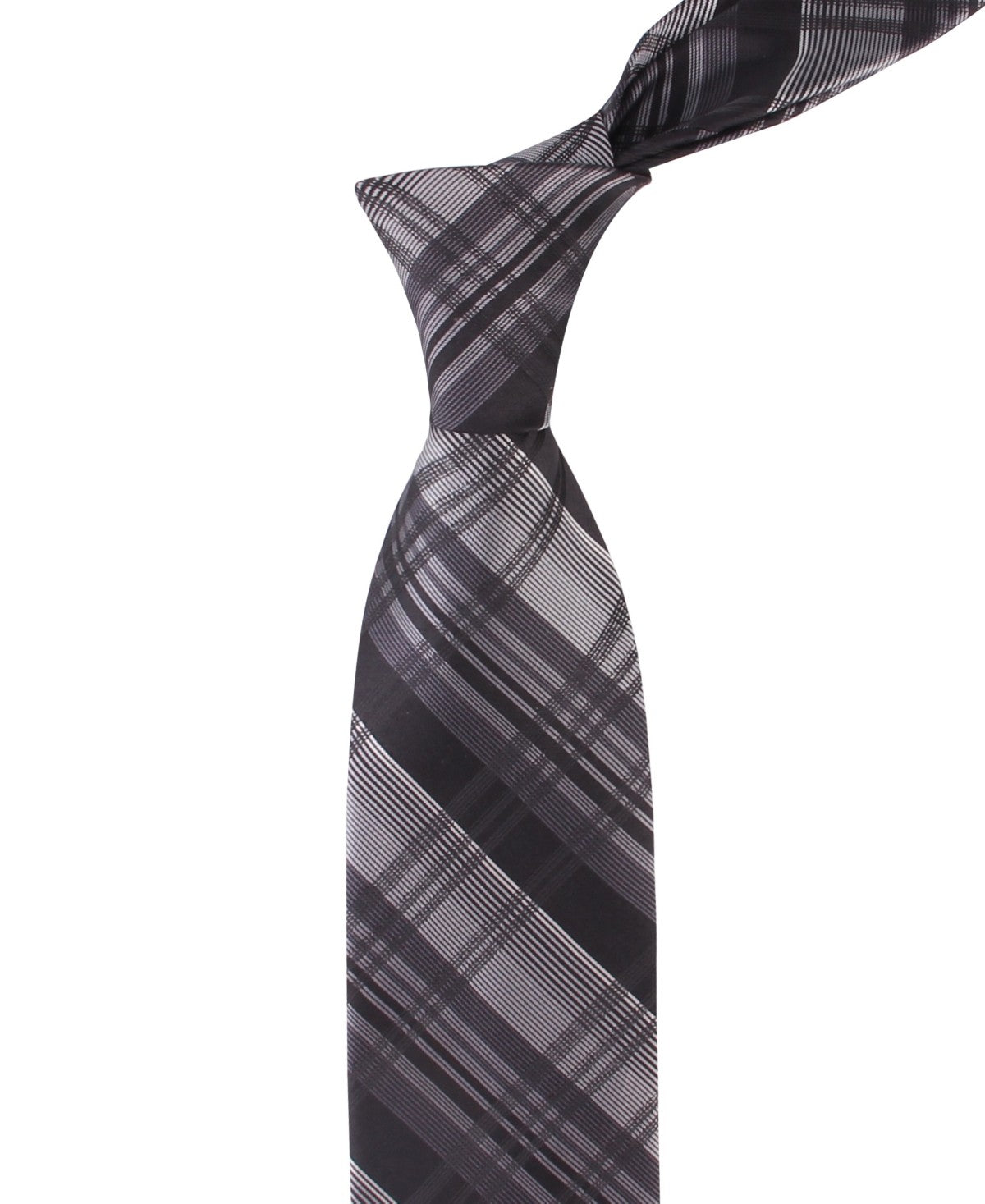 Calvin Klein Mens Luke Plaid Neck Tie Black
