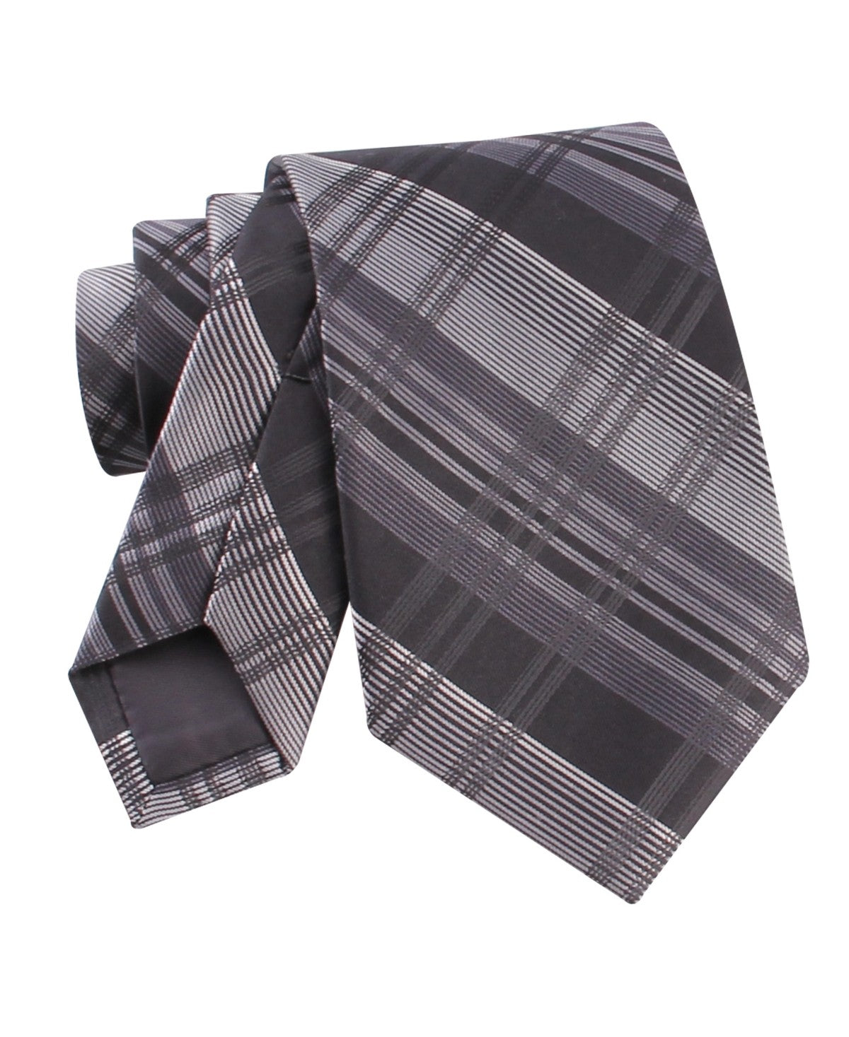 Calvin Klein Mens Luke Plaid Neck Tie Black
