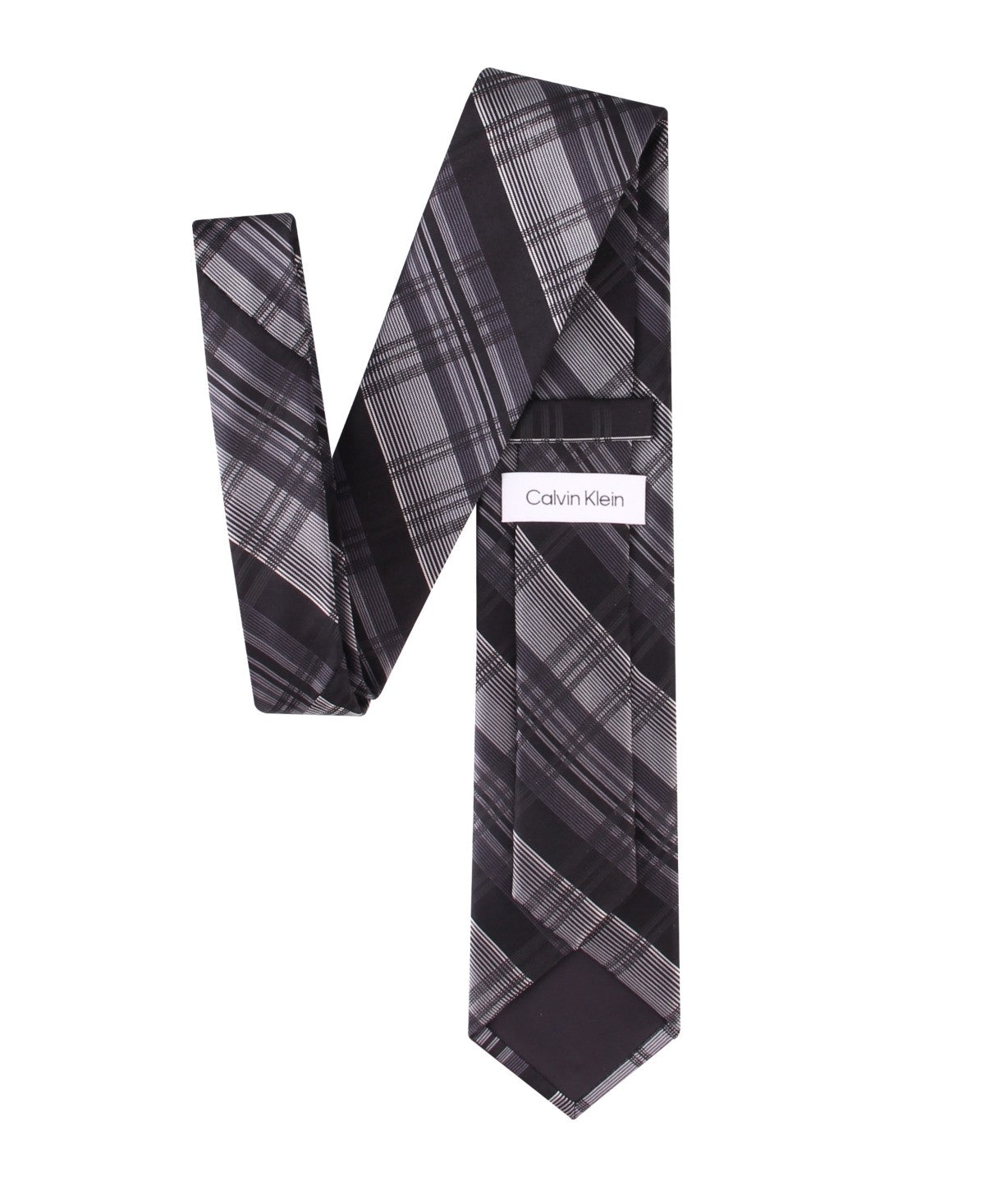 Calvin Klein Mens Luke Plaid Neck Tie Black