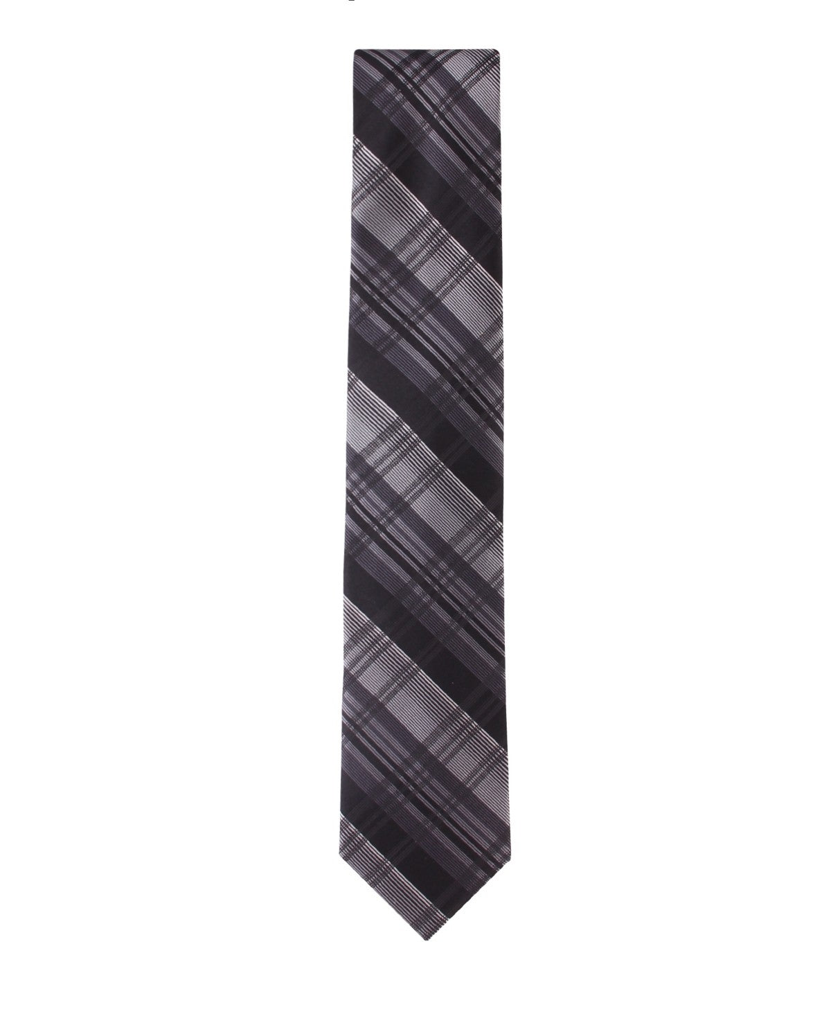 Calvin Klein Mens Luke Plaid Neck Tie Black
