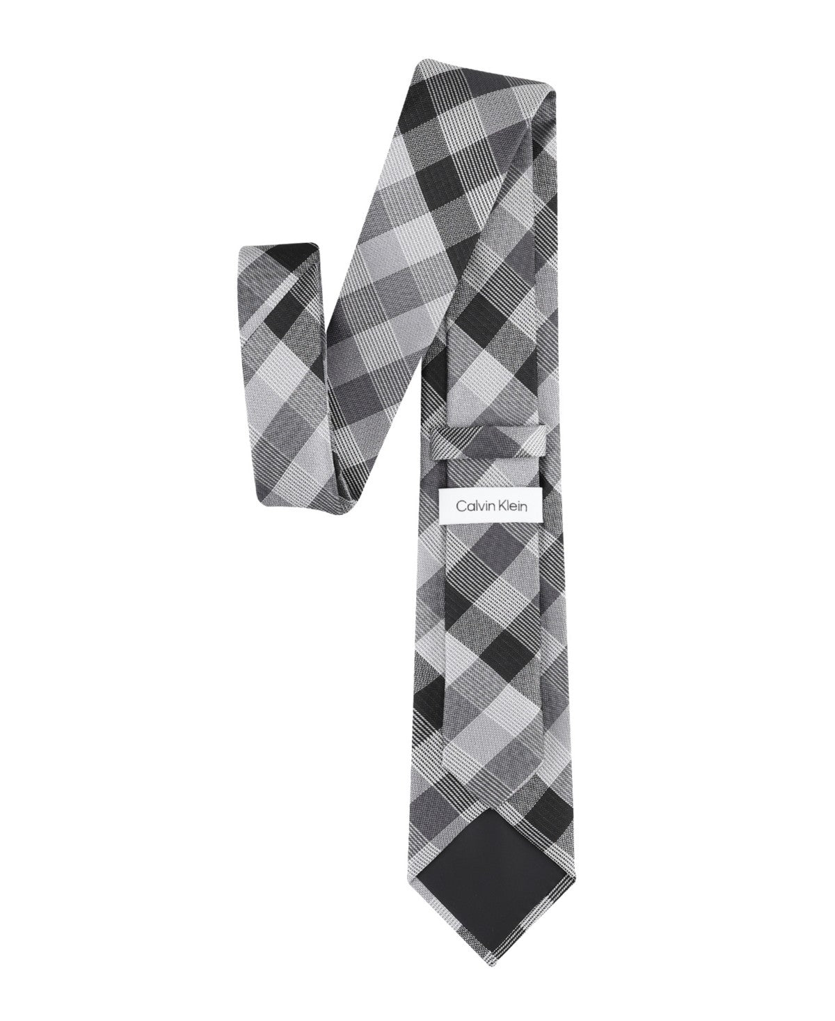 Calvin Klein Mens Maddox Grid Neck Tie GREY/Black