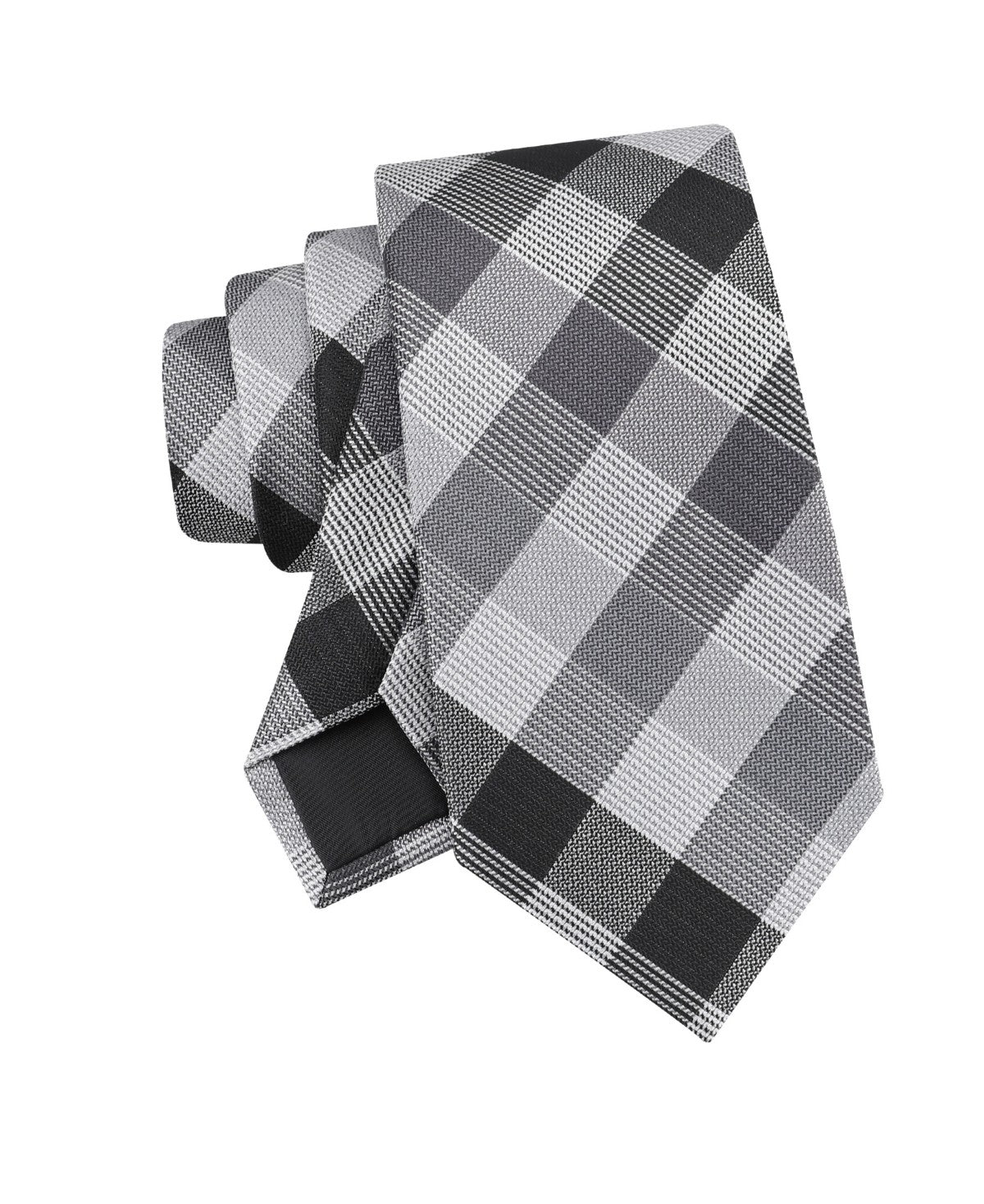 Calvin Klein Mens Maddox Grid Neck Tie GREY/Black