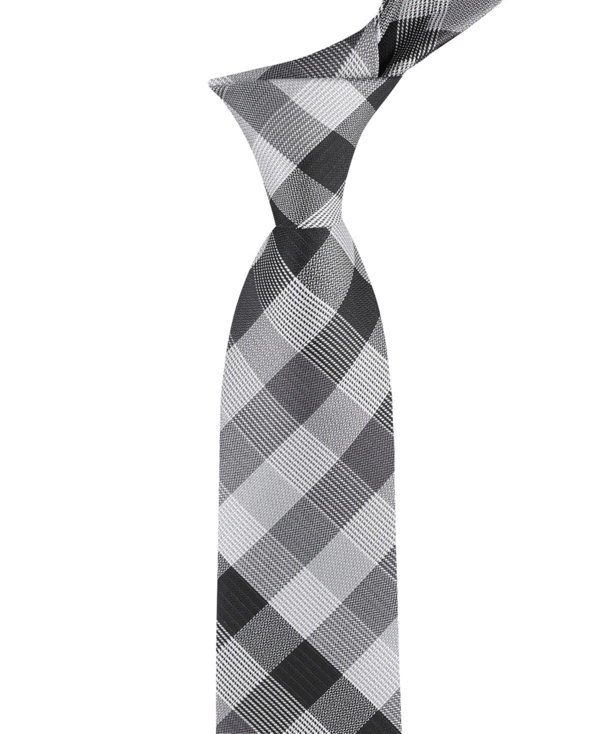 Calvin Klein Mens Maddox Grid Neck Tie GREY/Black