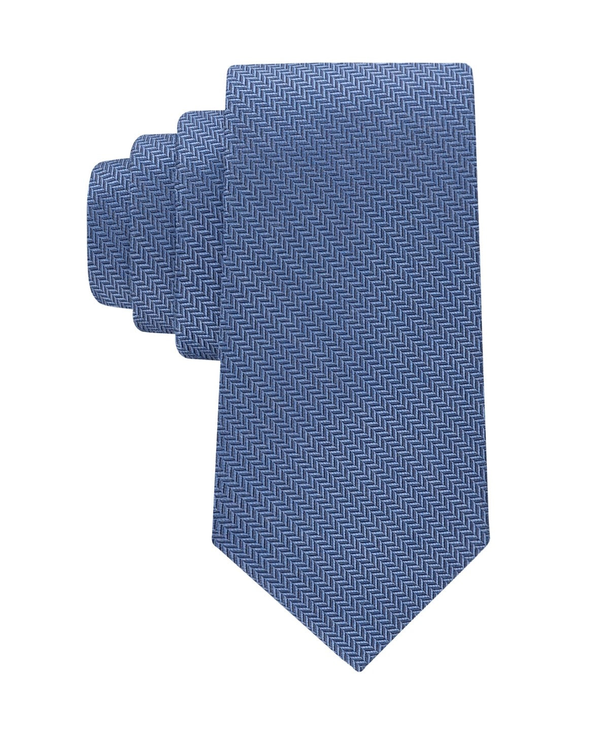 Tommy Hilfiger Mens Hazel Herringbone Solid Neck Tie Blue