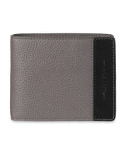 Cole Haan Mens RFID Two-Tone Pebbled Leather Slimfold Wallet Gray