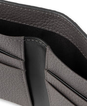 Cole Haan Mens RFID Two-Tone Pebbled Leather Slimfold Wallet Gray