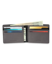 Cole Haan Mens RFID Two-Tone Pebbled Leather Slimfold Wallet Gray
