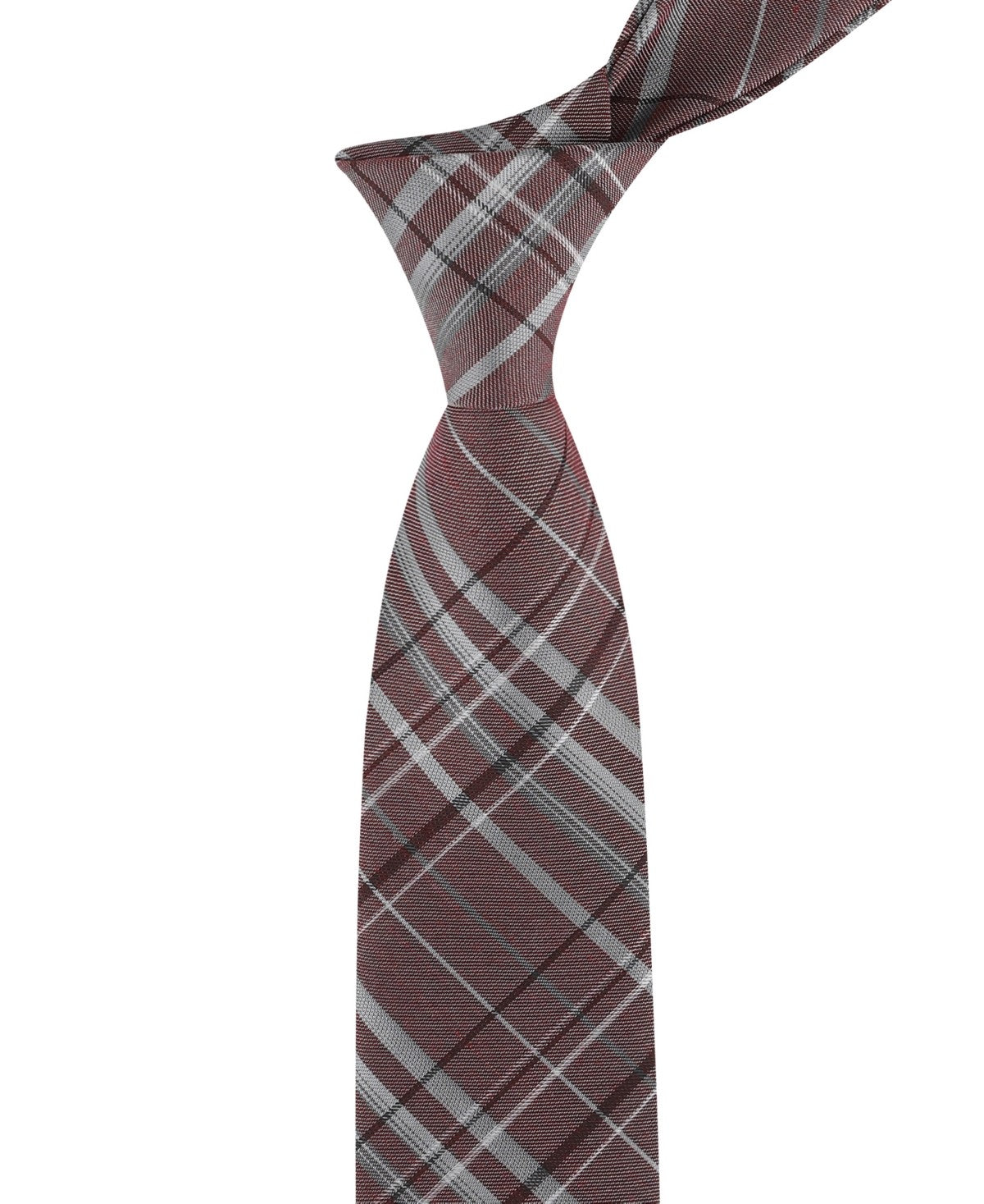 Calvin Klein Mens Theodore Plaid Pattern Neck Tie Dark Red
