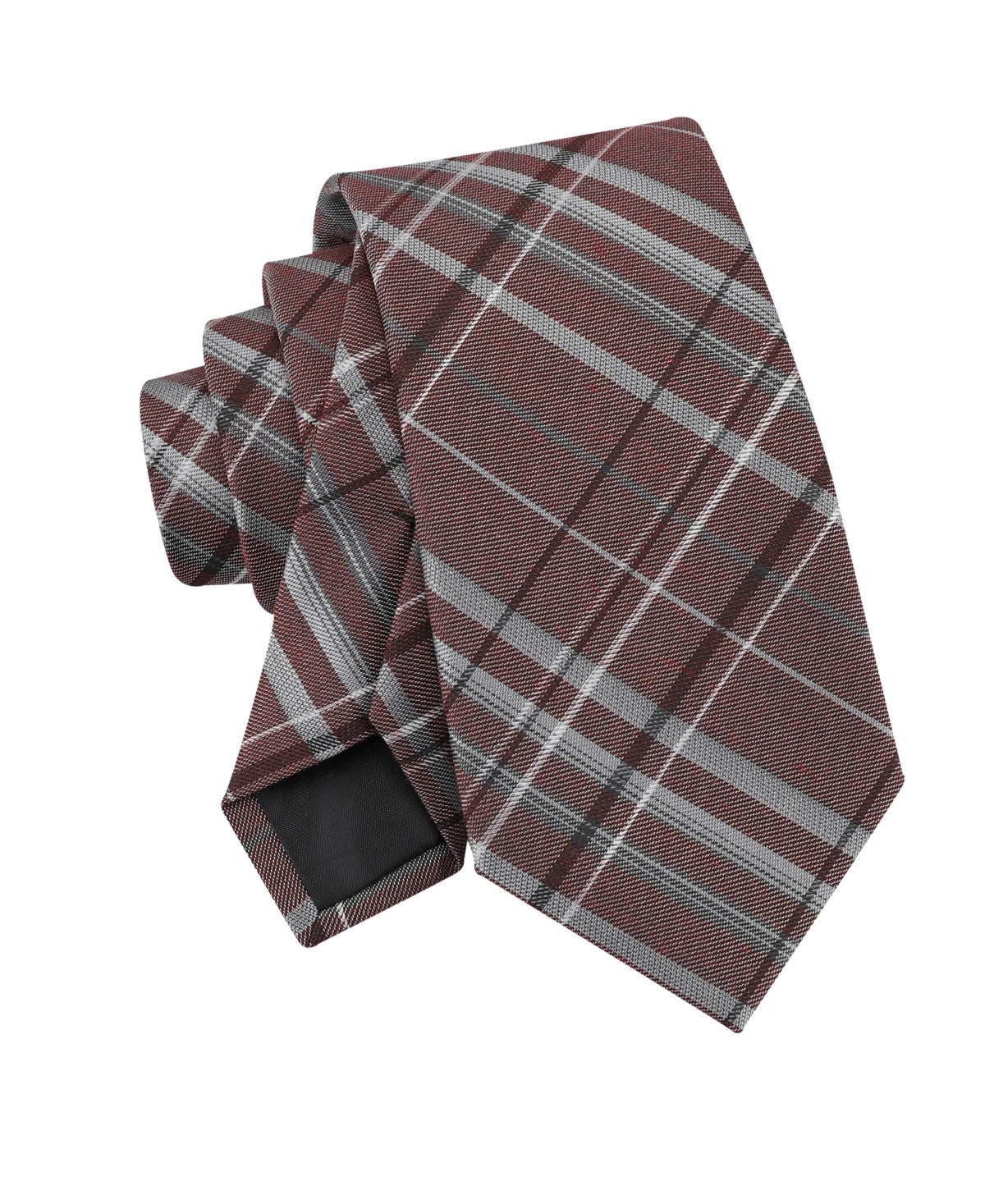 Calvin Klein Mens Theodore Plaid Pattern Neck Tie Dark Red