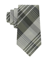Calvin Klein Mens Doris Plaid Pattern Classic Neck Tie Olive