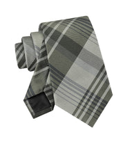Calvin Klein Mens Doris Plaid Pattern Classic Neck Tie Olive