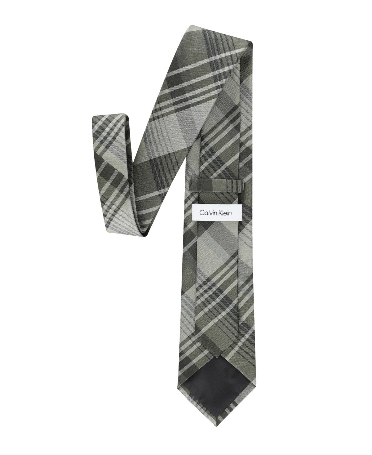 Calvin Klein Mens Doris Plaid Pattern Classic Neck Tie Olive