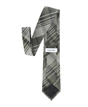 Calvin Klein Mens Doris Plaid Pattern Classic Neck Tie Olive
