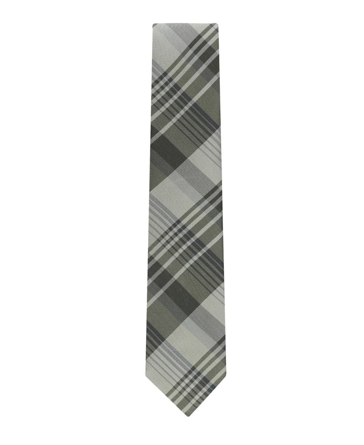 Calvin Klein Mens Doris Plaid Pattern Classic Neck Tie Olive