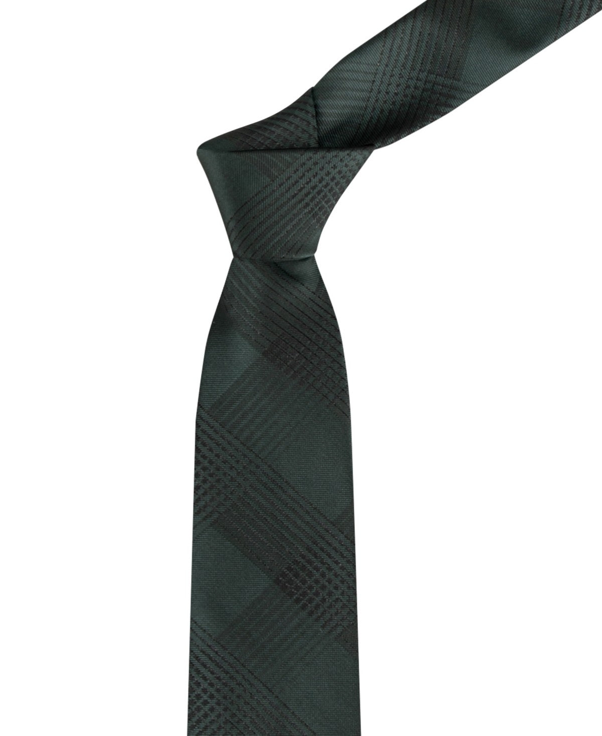 Calvin Klein Mens Evelyn Lurex Plaid Neck Tie Olive