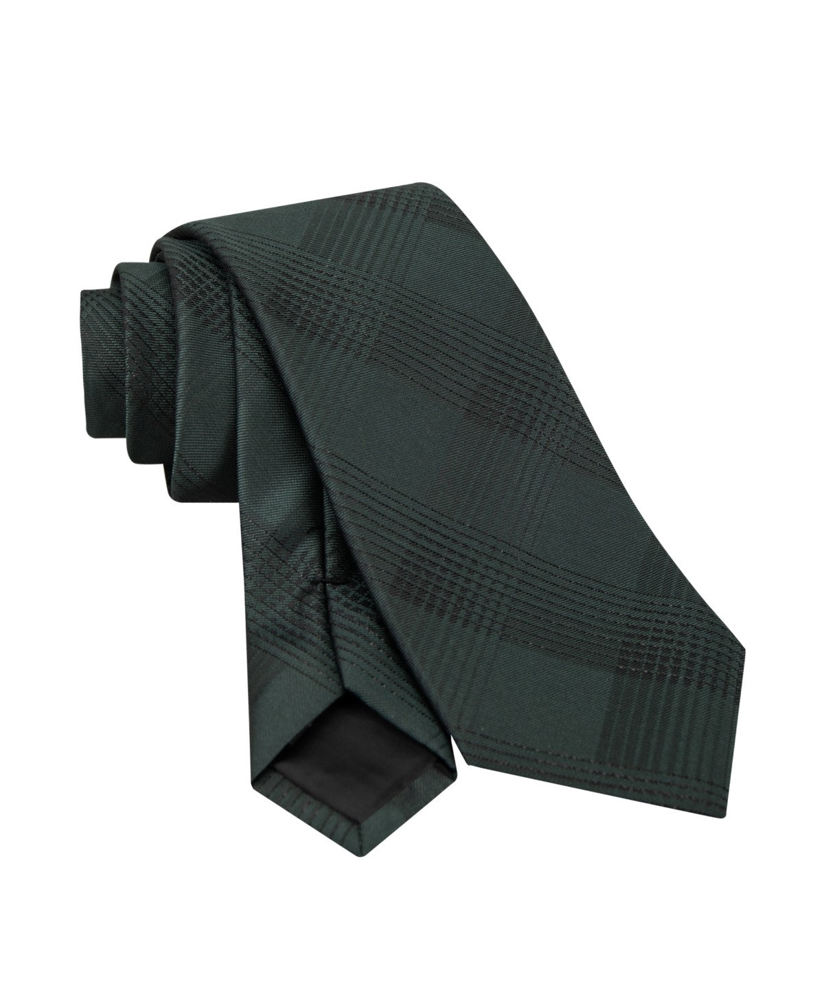 Calvin Klein Mens Evelyn Lurex Plaid Neck Tie Olive