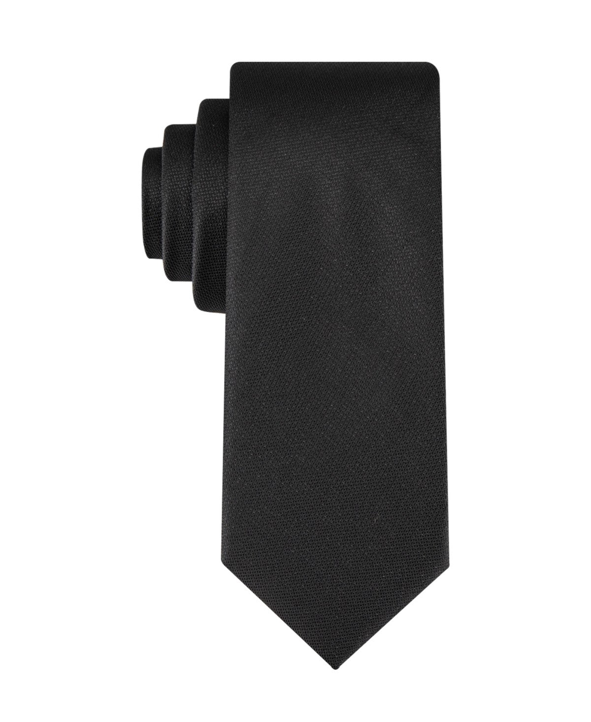 Calvin Klein Mens Emerson Lurex Solid Neck Tie Black