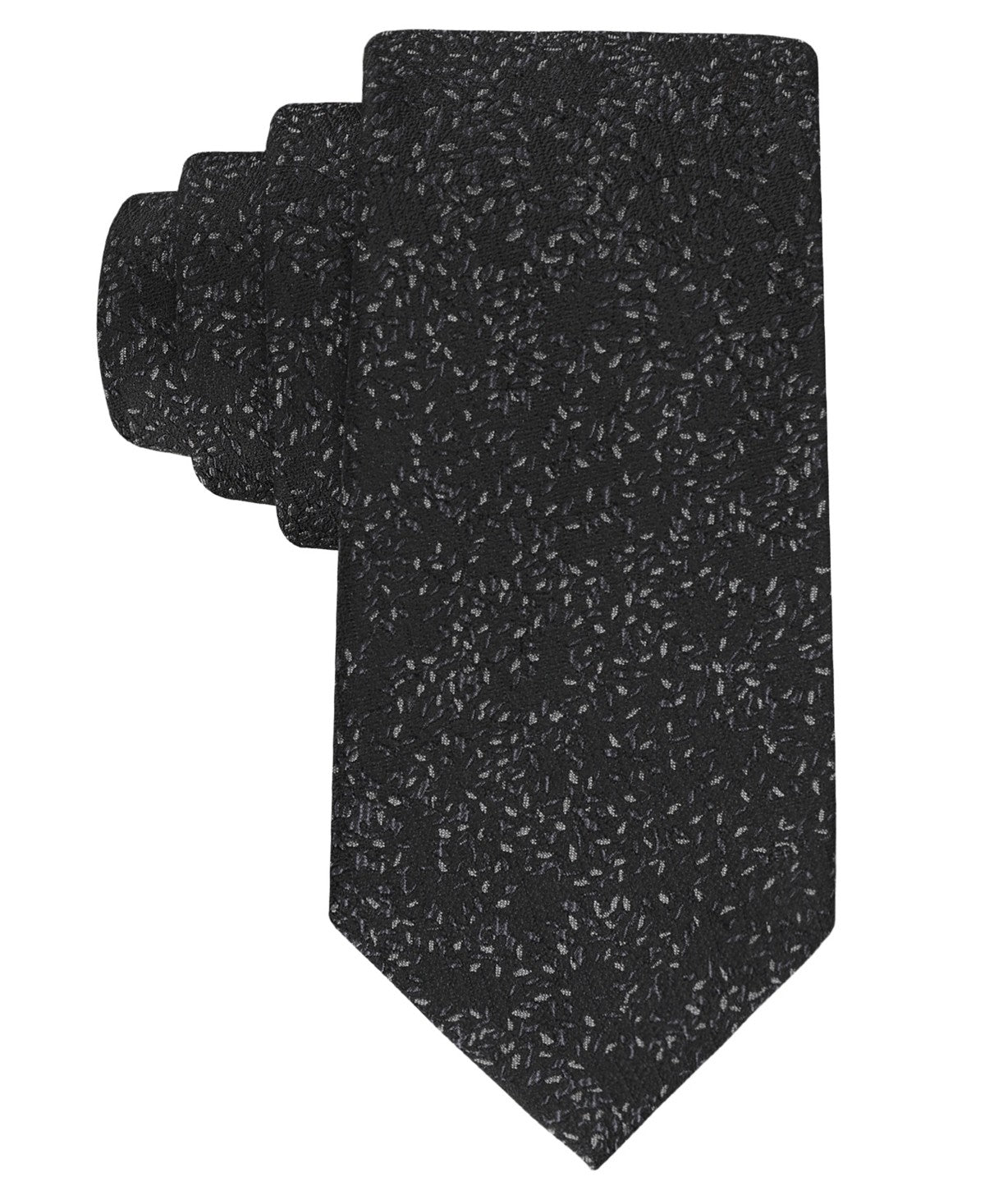 Calvin Klein Mens Jean Floral Pattern Neck Tie Black