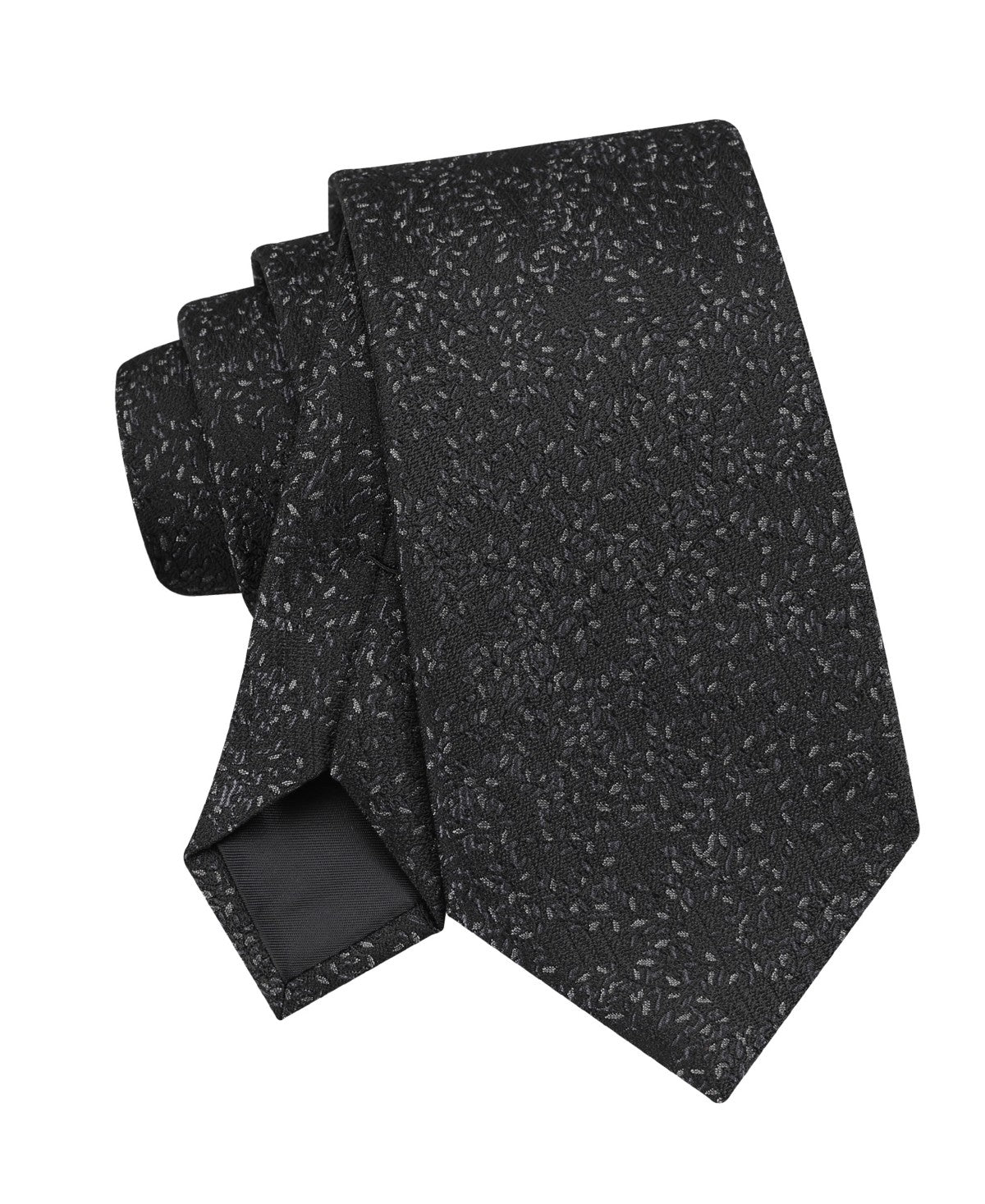 Calvin Klein Mens Jean Floral Pattern Neck Tie Black