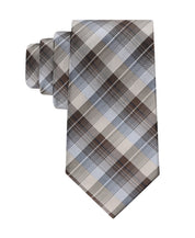 Calvin Klein Mens Brooklyn Plaid Neck Tie Taupe