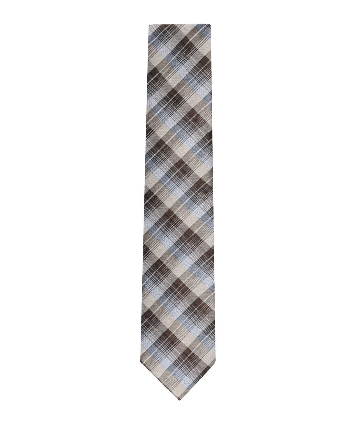 Calvin Klein Mens Brooklyn Plaid Neck Tie Taupe