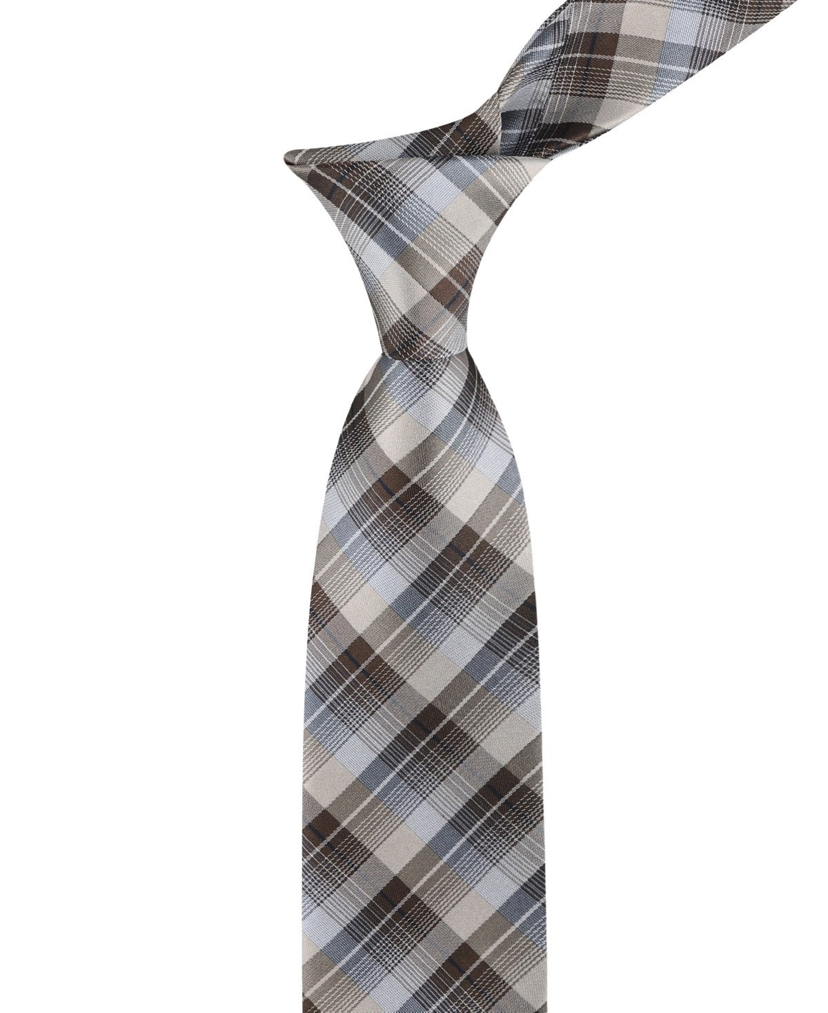Calvin Klein Mens Brooklyn Plaid Neck Tie Taupe
