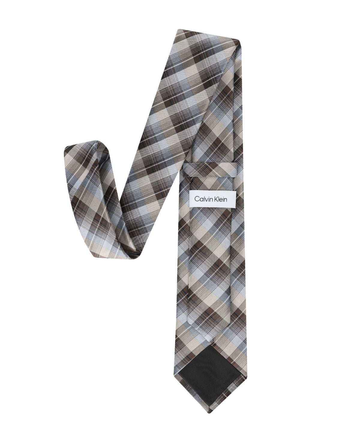 Calvin Klein Mens Brooklyn Plaid Neck Tie Taupe
