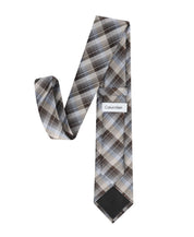 Calvin Klein Mens Brooklyn Plaid Neck Tie Taupe