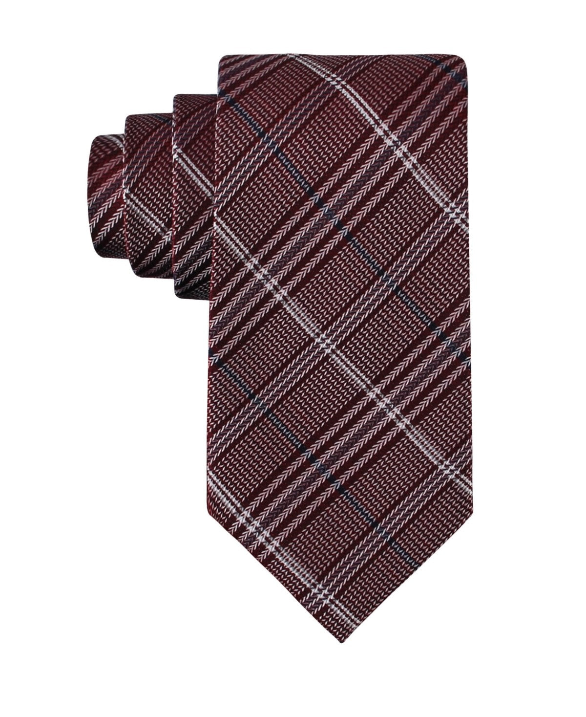 Tommy Hilfiger Mens Jeffrey Plaid Neck Tie Dark Red
