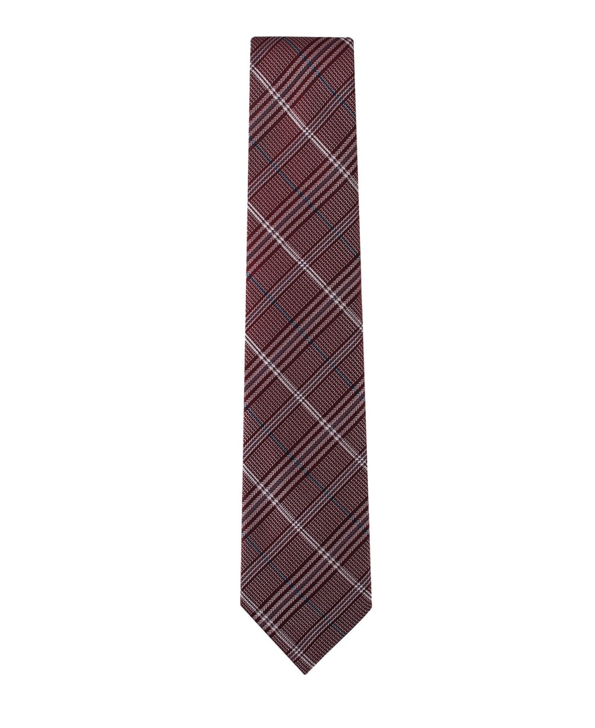Tommy Hilfiger Mens Jeffrey Plaid Neck Tie Dark Red